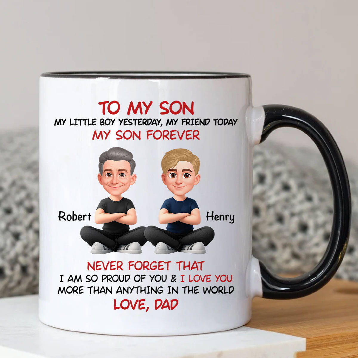 To My Son My Little Boy Yesterday - Personalized Mug - Christmas Gift from Dad to Son
