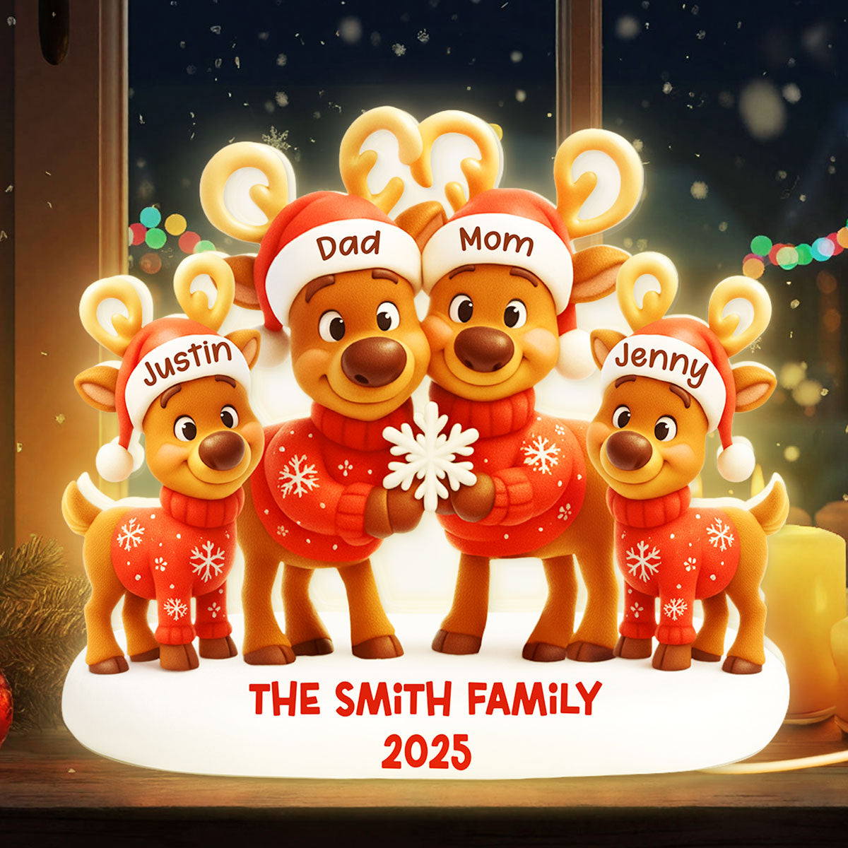 Family Reindeer - Personalized Light Box - Heartwarming Festive Christmas Decor