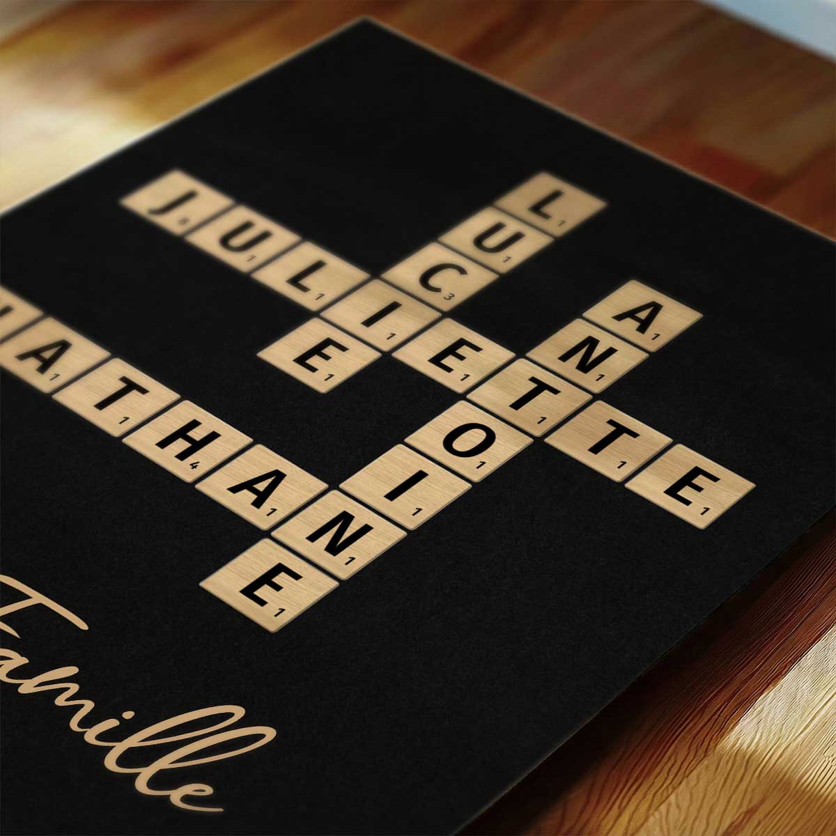 Tableau Mots Croisés de Famille - Créé en un instant, chéri pour toujours - Affiche Personnalisée