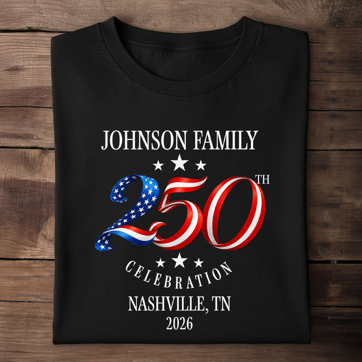 Custom Family American 250th Anniversary 4th of July - Personalized Shirt - Family Matching Patriotic Crew Shirt