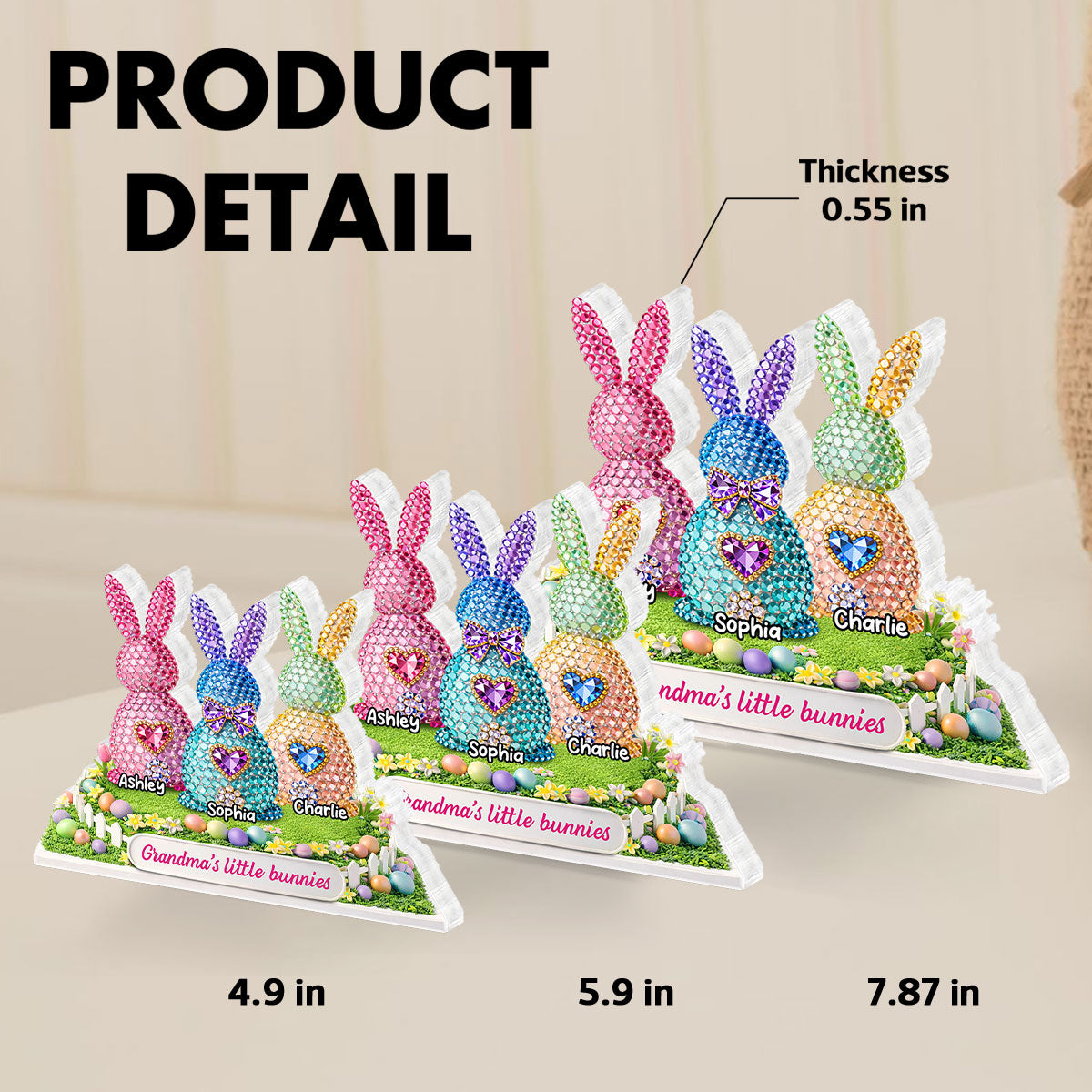 Grandma's Little Bunnies Easter - Personalized Acrylic Block Plaque - Sentimental Gift for Grandma