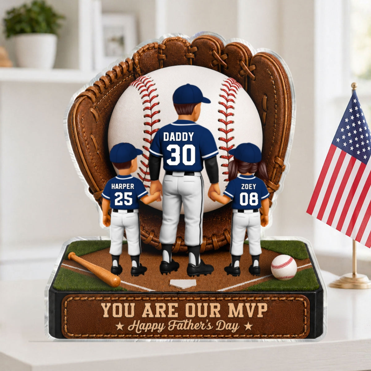 Baseball Dad Legend We Caught The Best Dad - Personalized Acrylic Block Plaque -  Gift For Dad