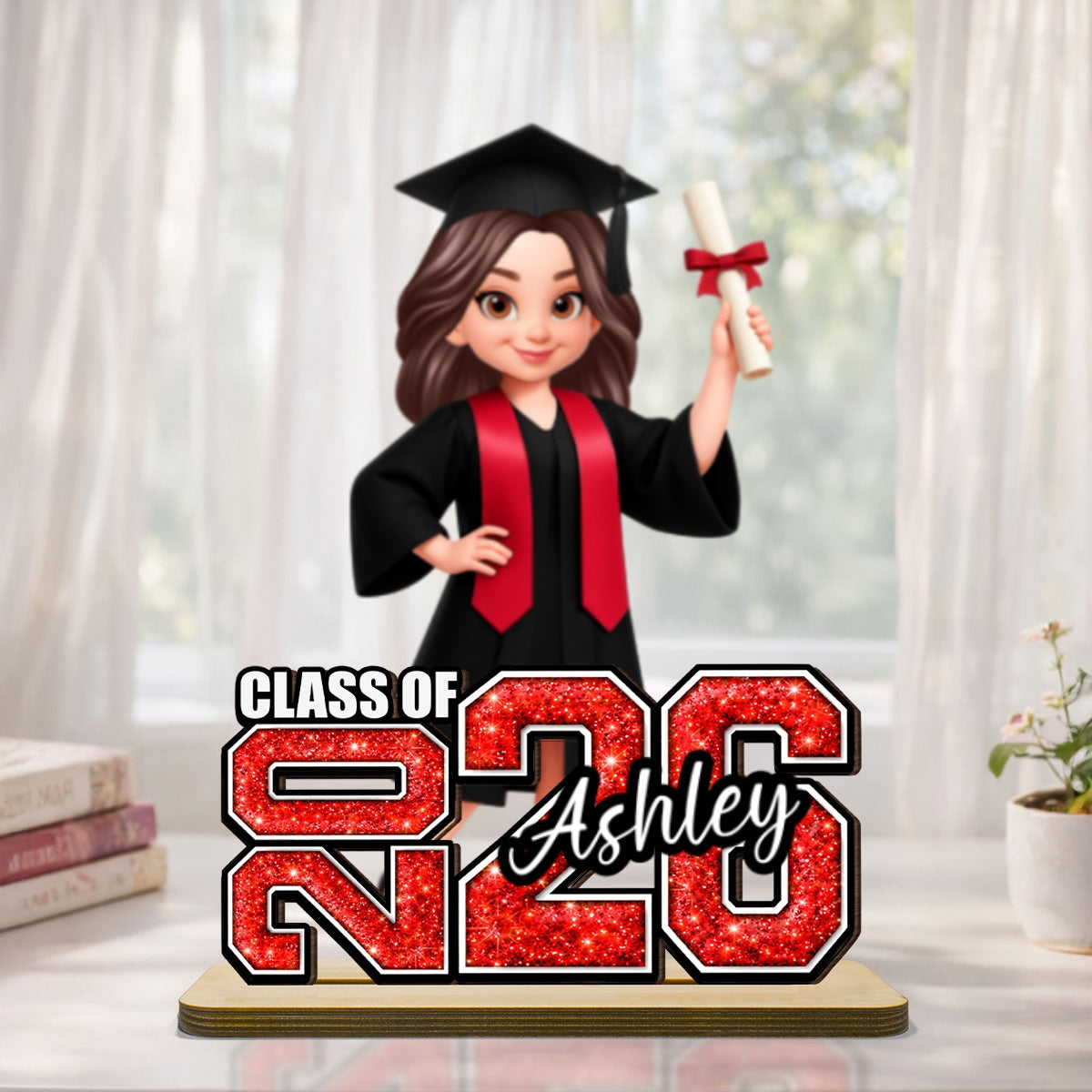 Senior Graduation Gift 2026 Glitter Effect - Personalized 2-Layered Wooden Plaque - Graduation Gift For Seniors, Daughter, Son, Grandkids