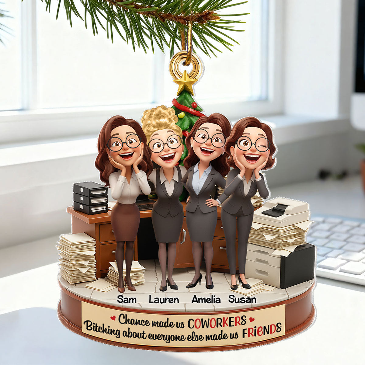 Chance Made Us Coworkers - Personalized Acrylic Ornament - Funny Christmas Gift for Work Besties