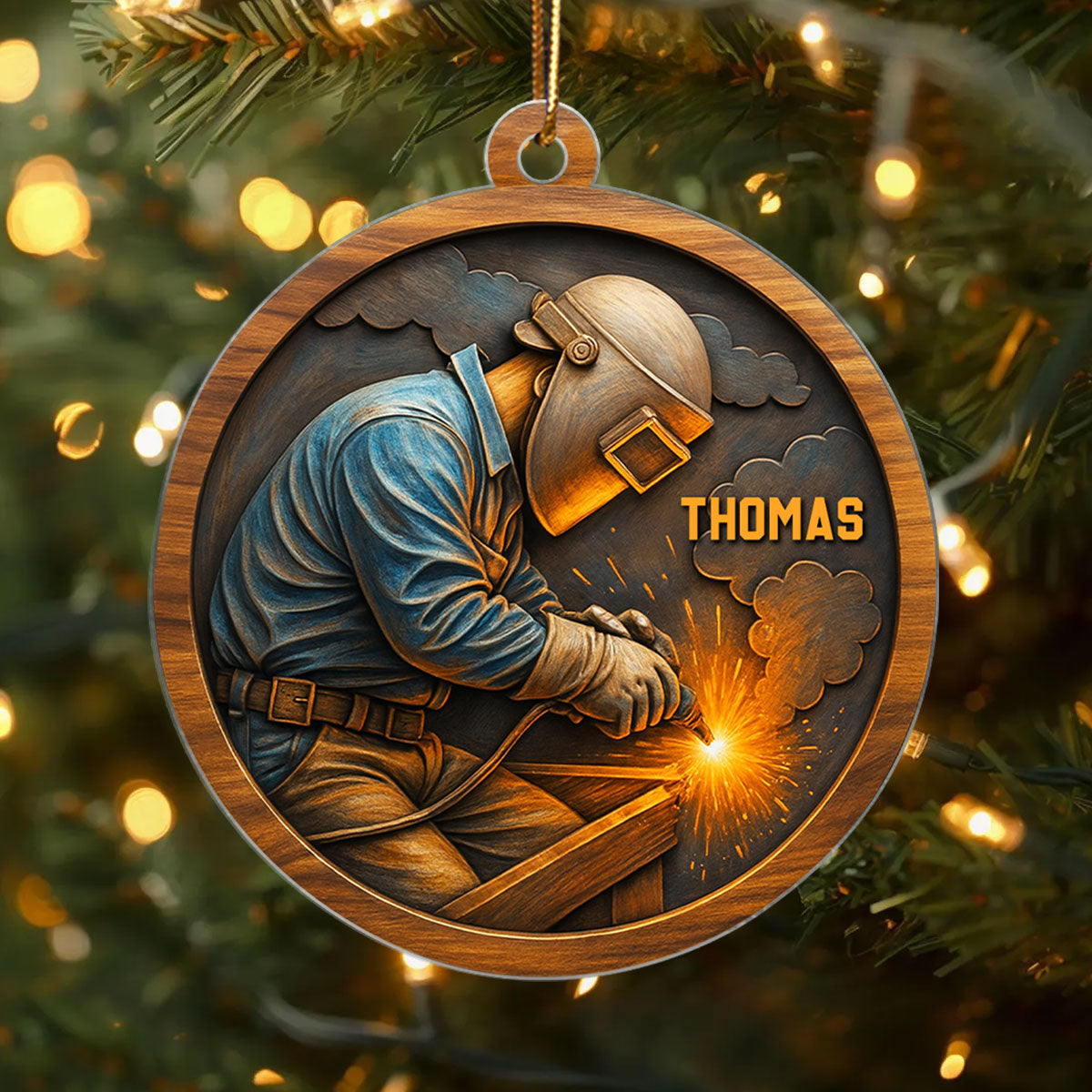 Strength, Sparks & Pride – Personalized Acrylic Ornament – Special Gift for Welders