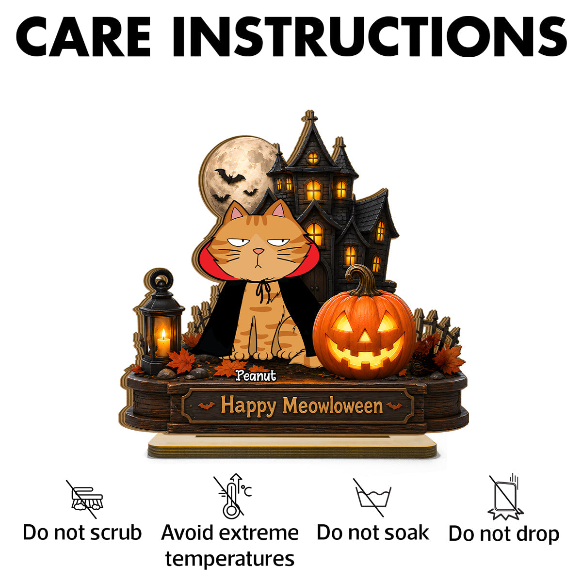 Happy Meowloween  Cats - Personalized 2-Layered Wooden Plaque - Halloween Spooky Decor for Cat Lovers