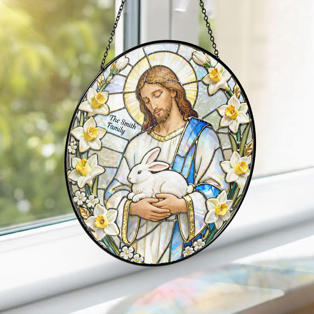 Religious Easter Jesus - Personalized Suncatcher Ornament