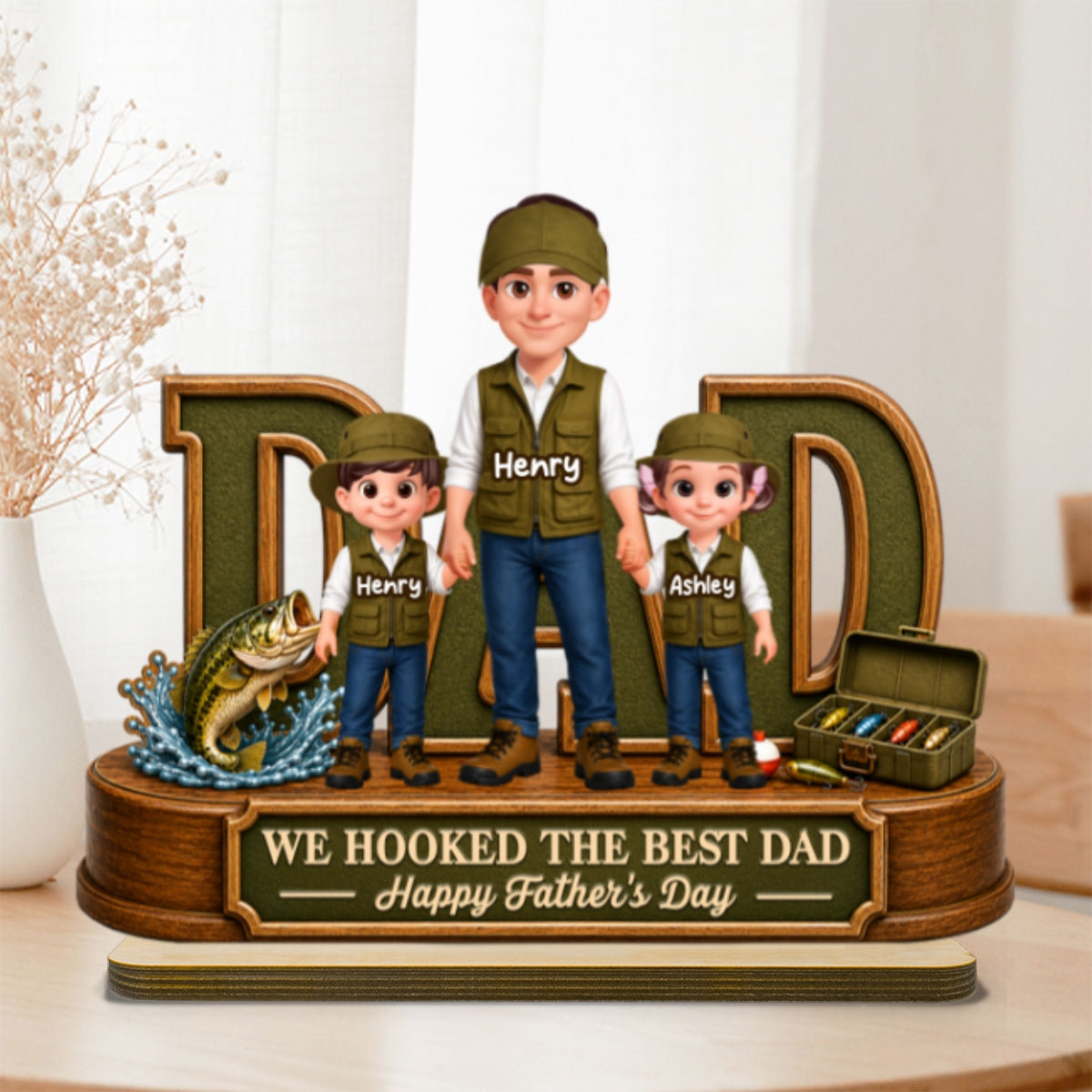 We Hooked The Best Dad Fishing Dad - Personalized 2-Layered Wooden Plaque -  Gift For Fishing Dad, Fishing Lovers