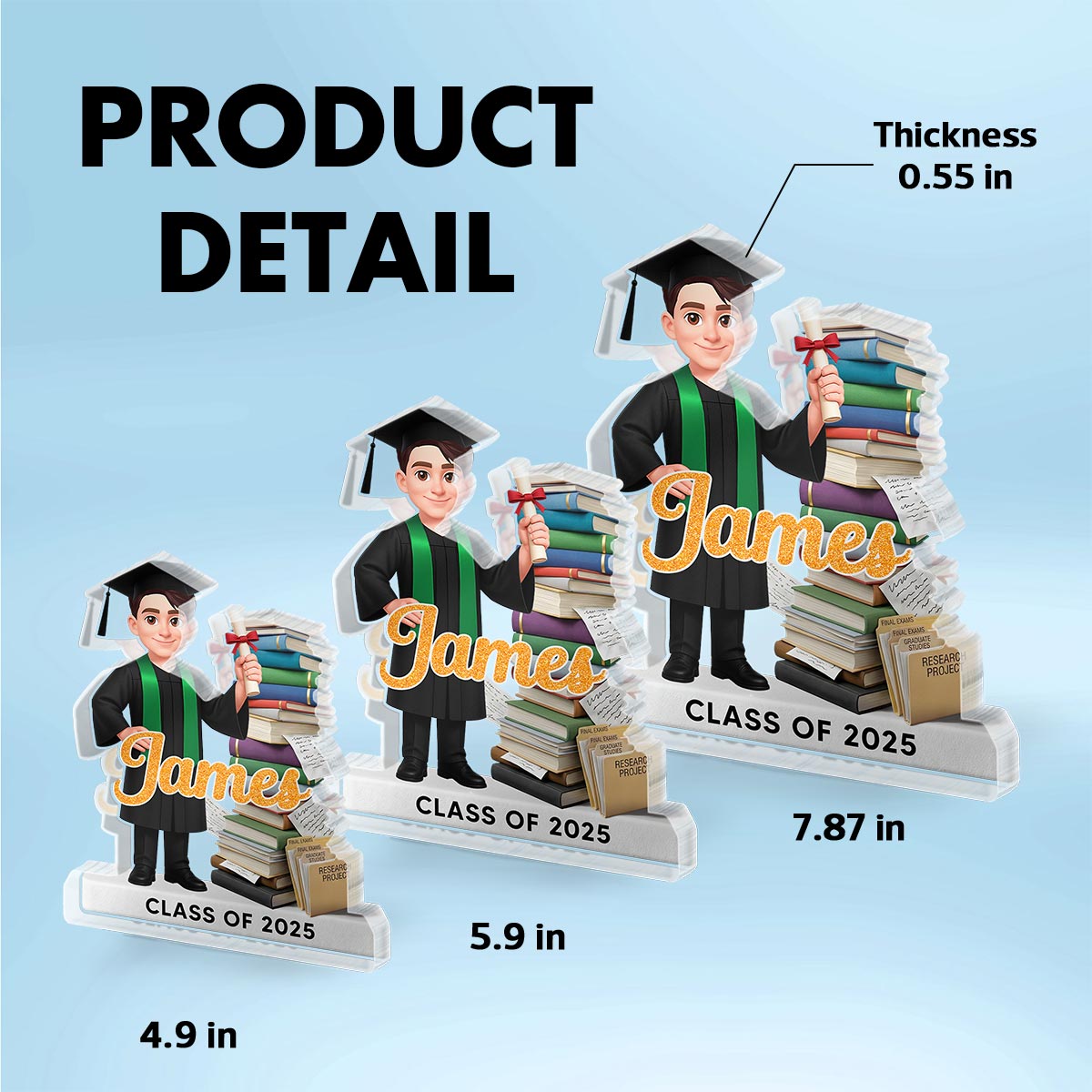 Senior Class Of 2026 2027 Stand By Stack Of Books 2D Flat - Personalized Acrylic Block Plaque - Graduation Gift For Graduates, Daughter, Son