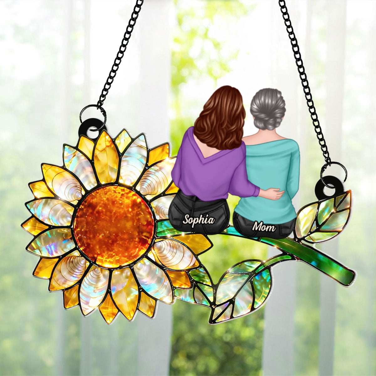 Mother Daughter Sunflower - Personalized Suncatcher - Mother's Day Gift for Mom