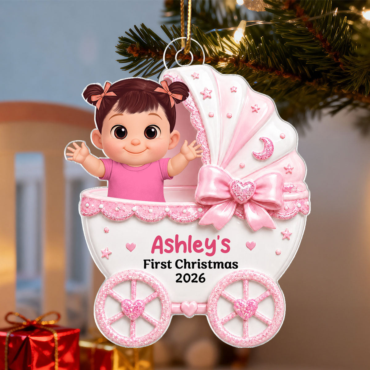 Little Princess Prince Baby Carriage - Personalized Acrylic Ornament - Unique Christmas Gift For New Parent, Newborn Keepsake