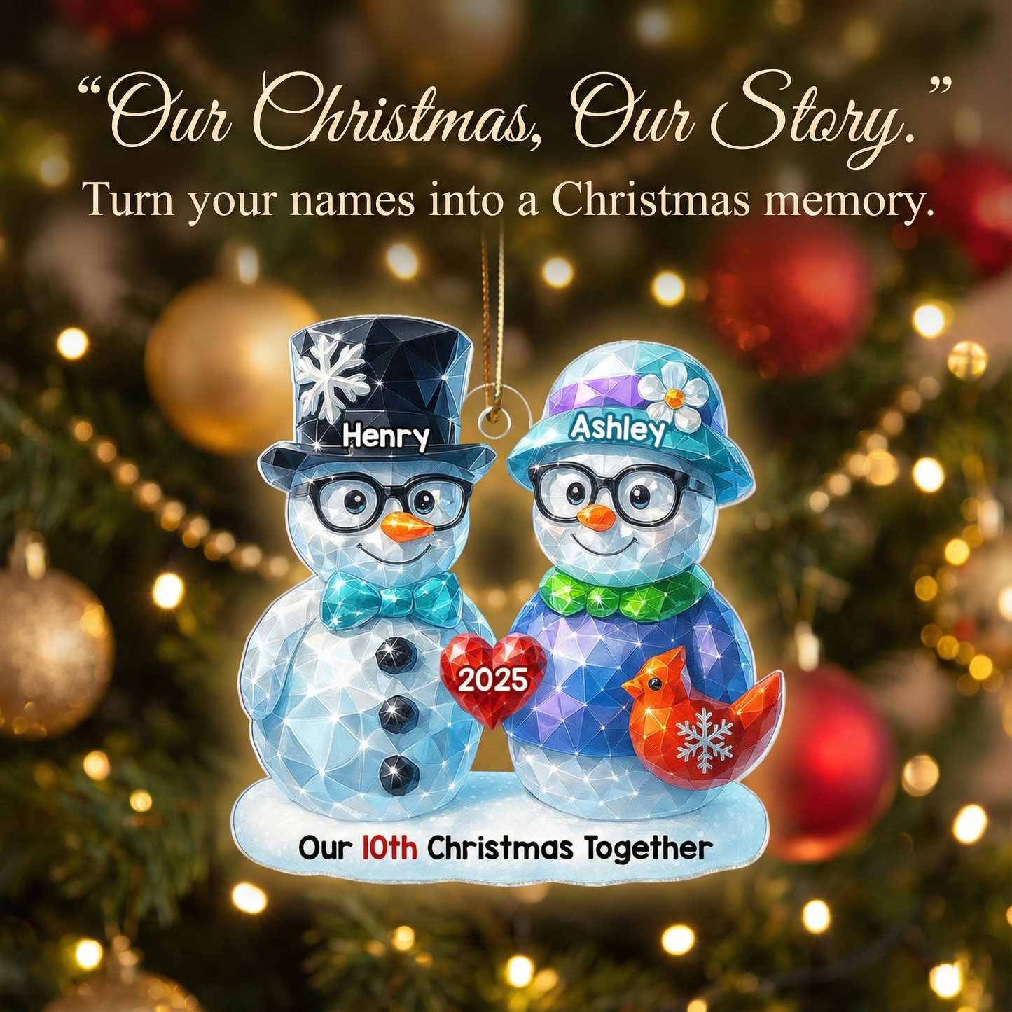 Our Christmas Together 3D Shining Effect - Personalized Acrylic Ornament - Unique Christmas Gift For Him, For Her, For Couple