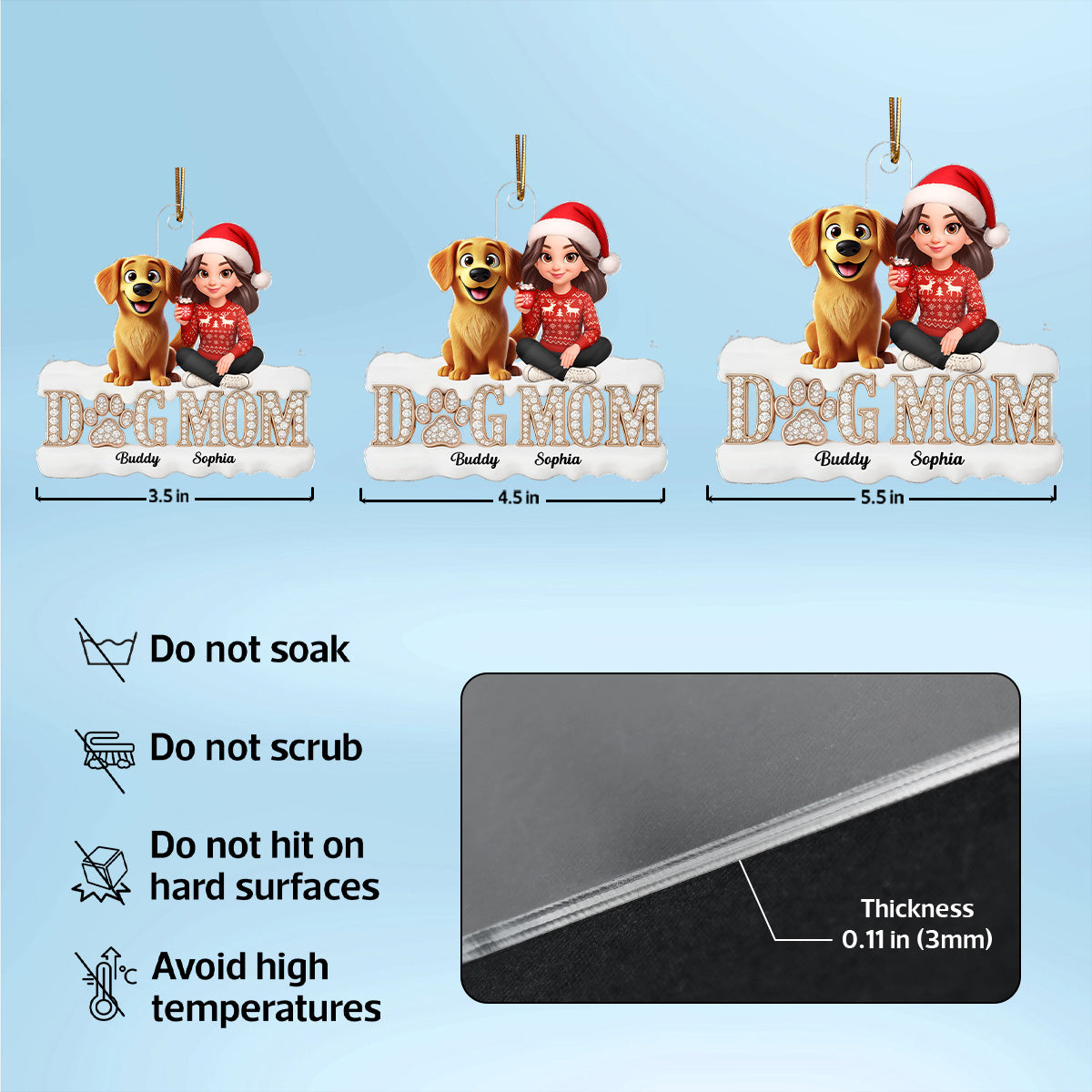 3D Crystal Shining Effect Christmas Dog Mom - Personalized Acrylic Ornament - Gift For Dog Lovers