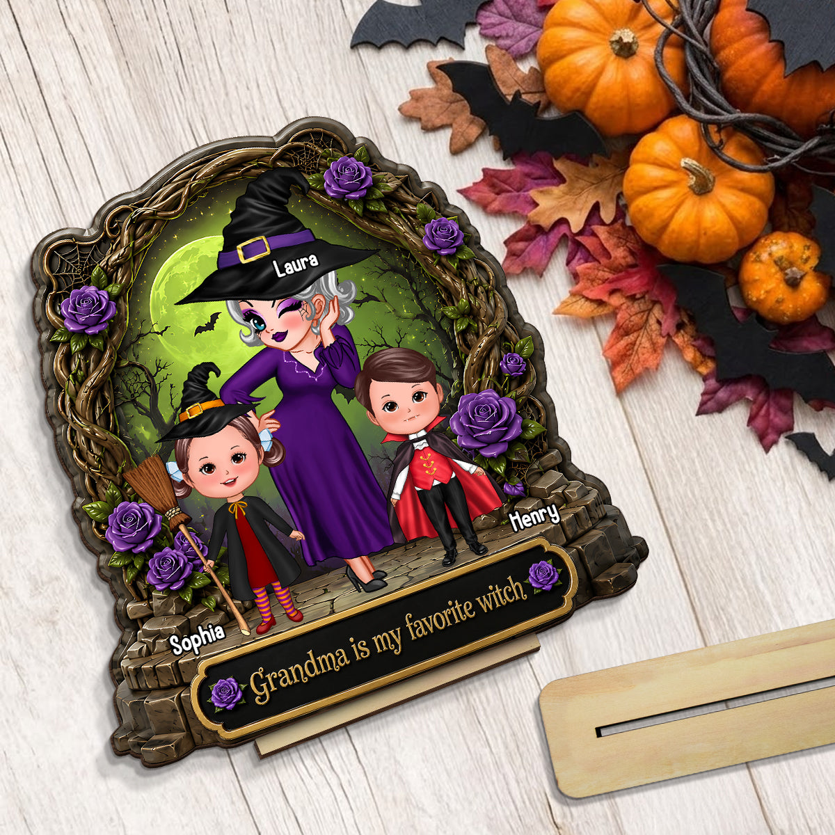 Like A Normal Grandma But More Magical - Personalized 2-Layered Wooden Plaque - Halloween Decor Gift, Gift For Grandma