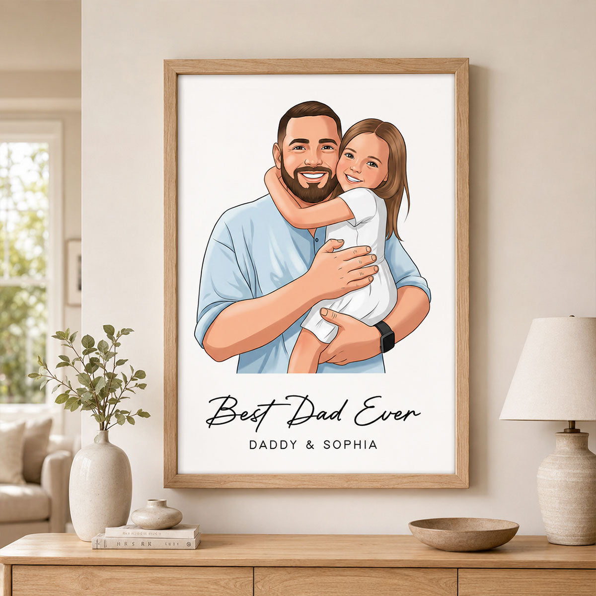 Portrait Color Drawing Style Best Dad Ever - Personalized Poster - Father's Day Gift For Dad, Husband