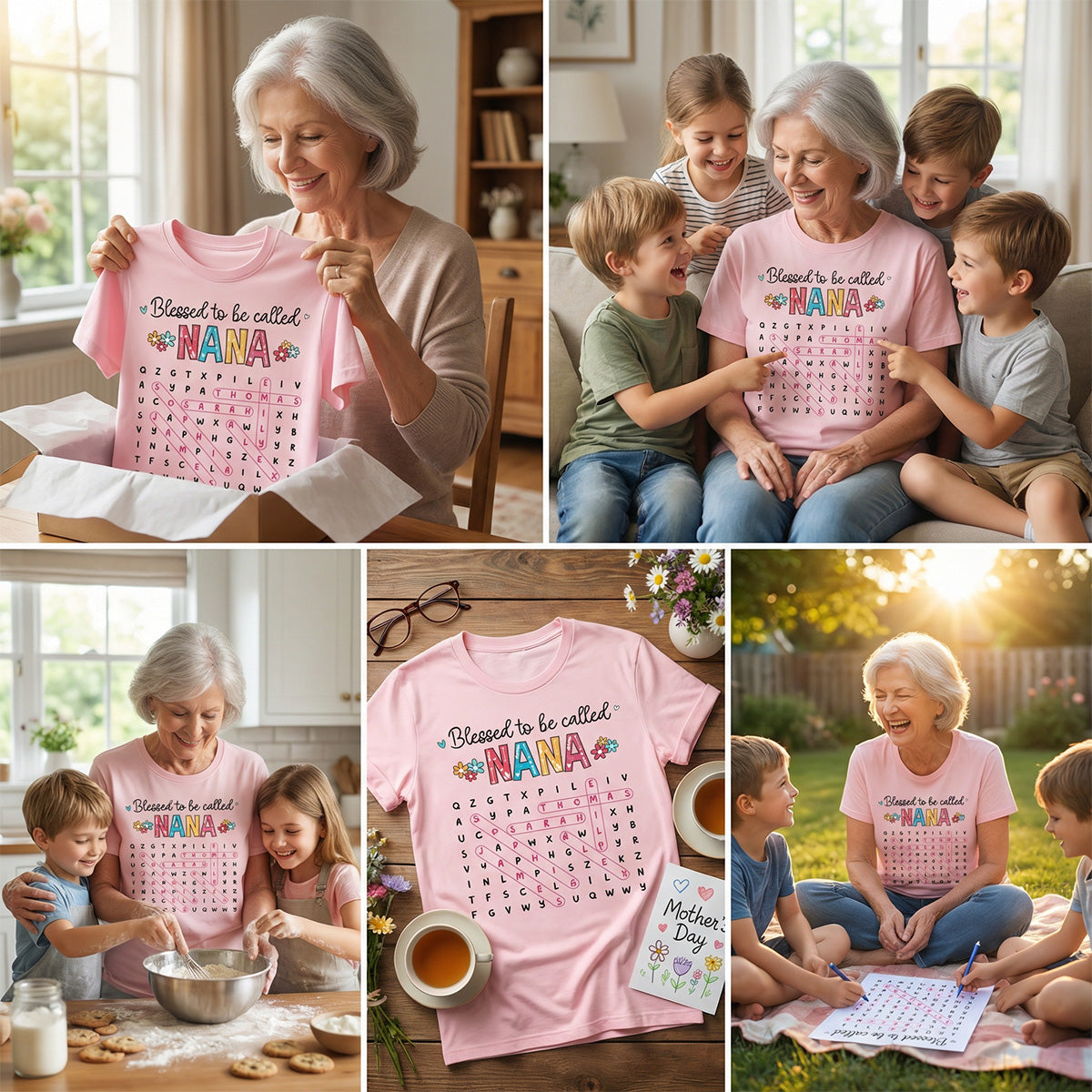 Blessed To Be Called Grandma Word Search Puzzle - Personalized Shirt - Mother's Day Gift For Grandma Mom