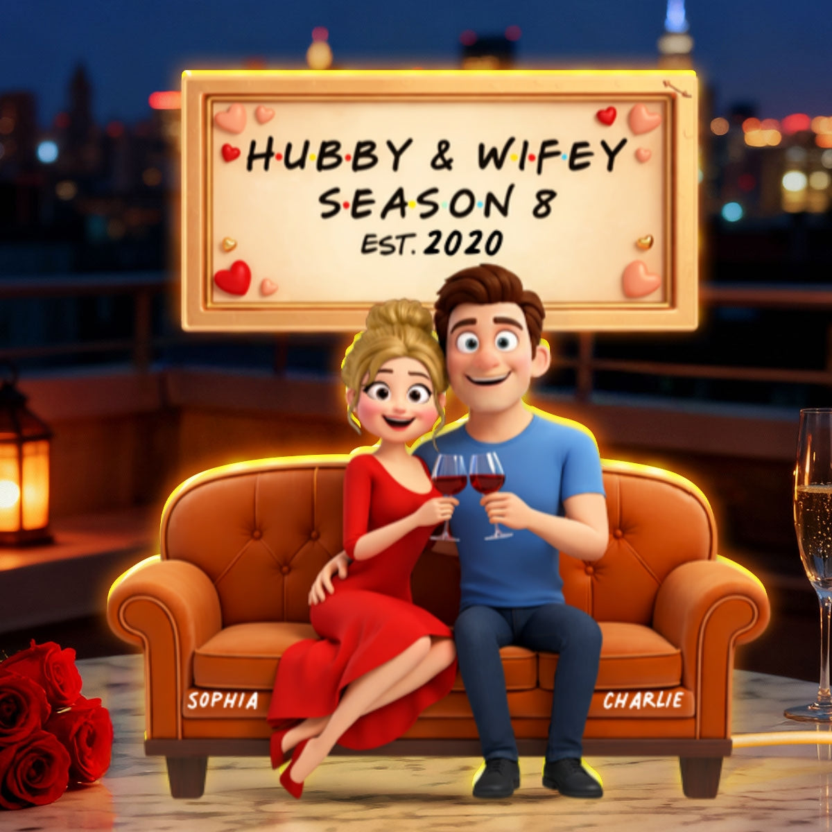 Hubby & Wifey - Personalized Light Box - Gift for Couple, for Wife, for Husband