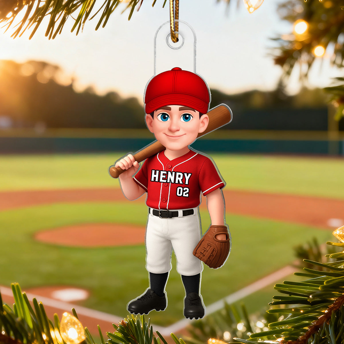3D Effect Baseball Player - Personalized Acrylic Ornament - Christmas Gift For Baseball Players