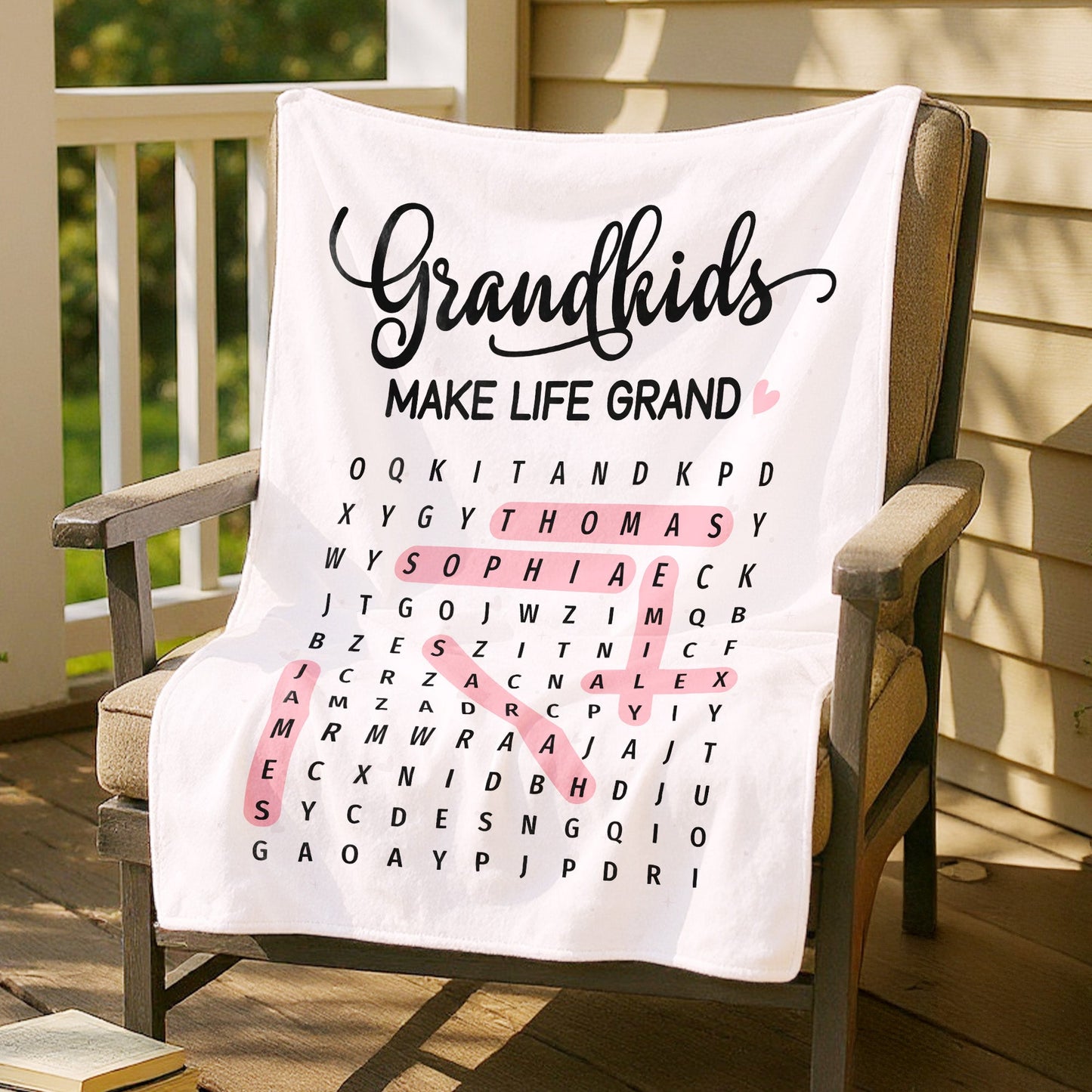 Grandma's Favorite People Word Search Puzzle - Personalized Fleece Blanket - Mother's Day Gift For Grandma