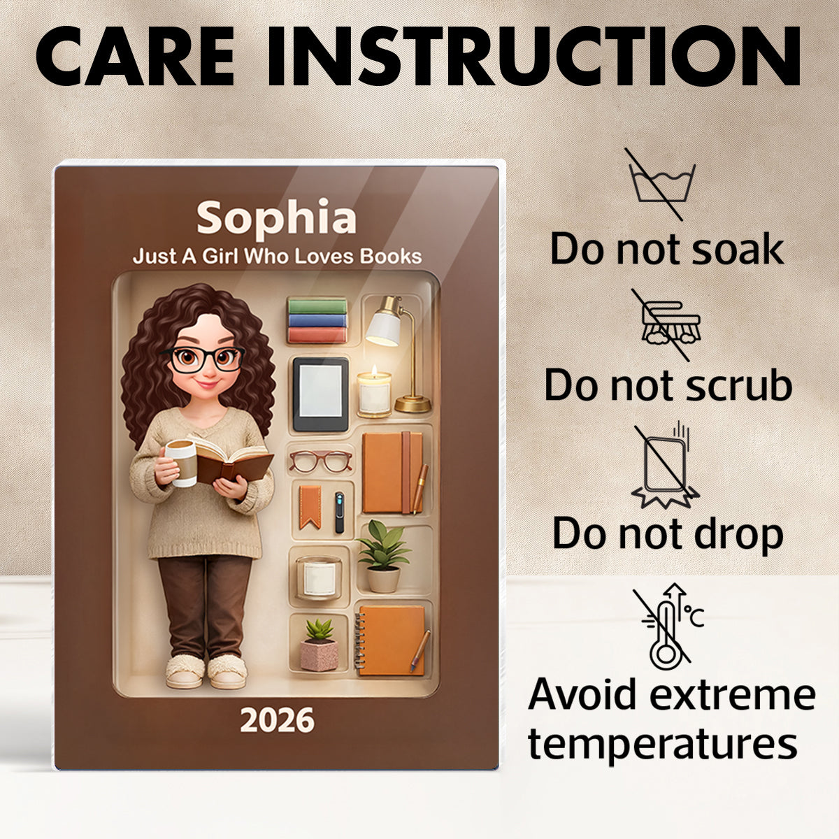 Book Lover 3D Action Figure - Personalized Acrylic Block - Gift for Book Lovers
