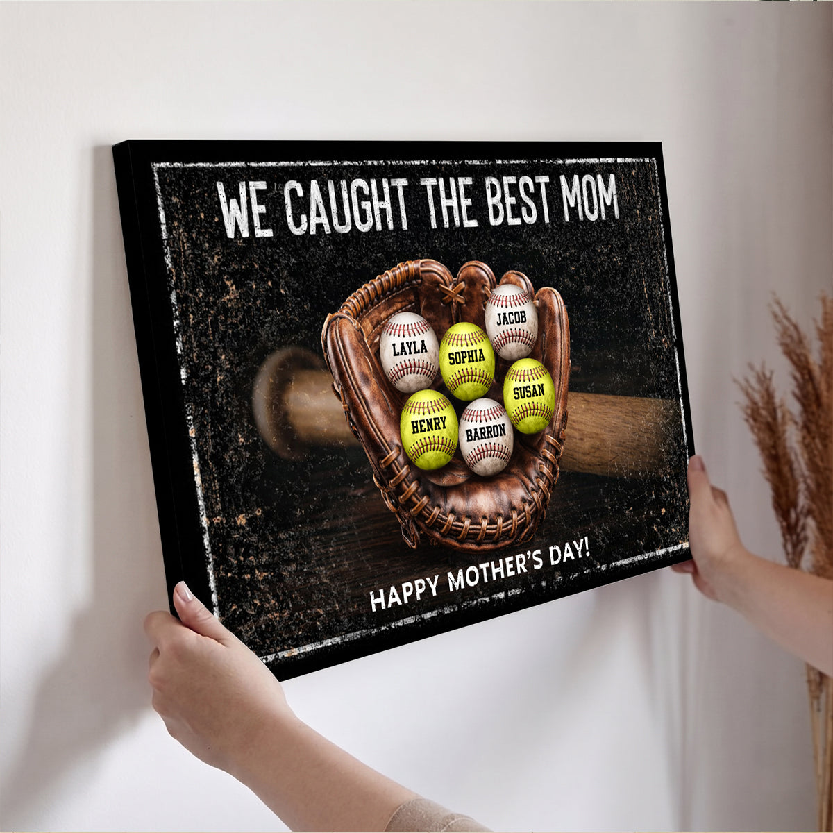 We Caught The Best Mom Dad Grandparents - Personalized Canvas - Heartfelt Gift for Her, for Him