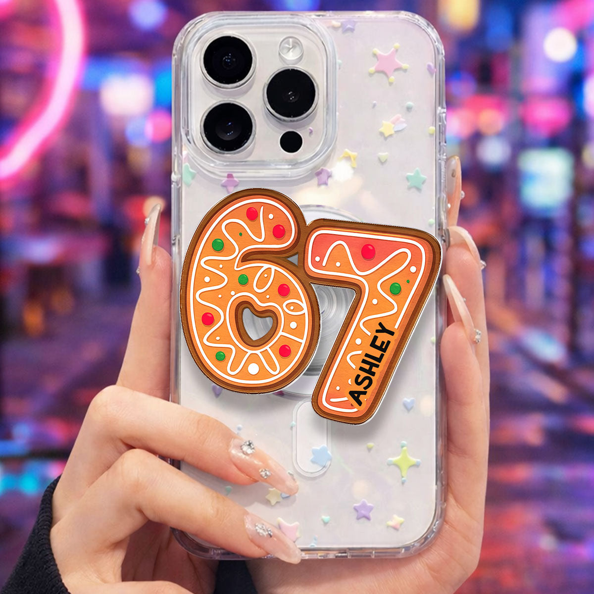 Custom Six Seven - Personalized Acrylic Magnetic Phone Grip - Teen Slang Funny Tree Decor, Funny Teen Grandkid Gift