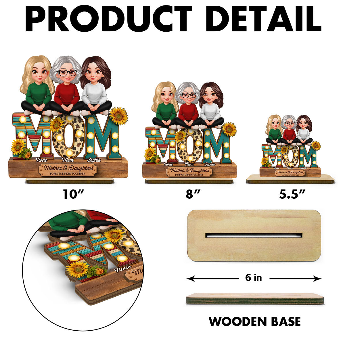 Western Patterns MOM And Daughters Sons - Personalized 2-Layered Wooden Plaque - Gift For Mom
