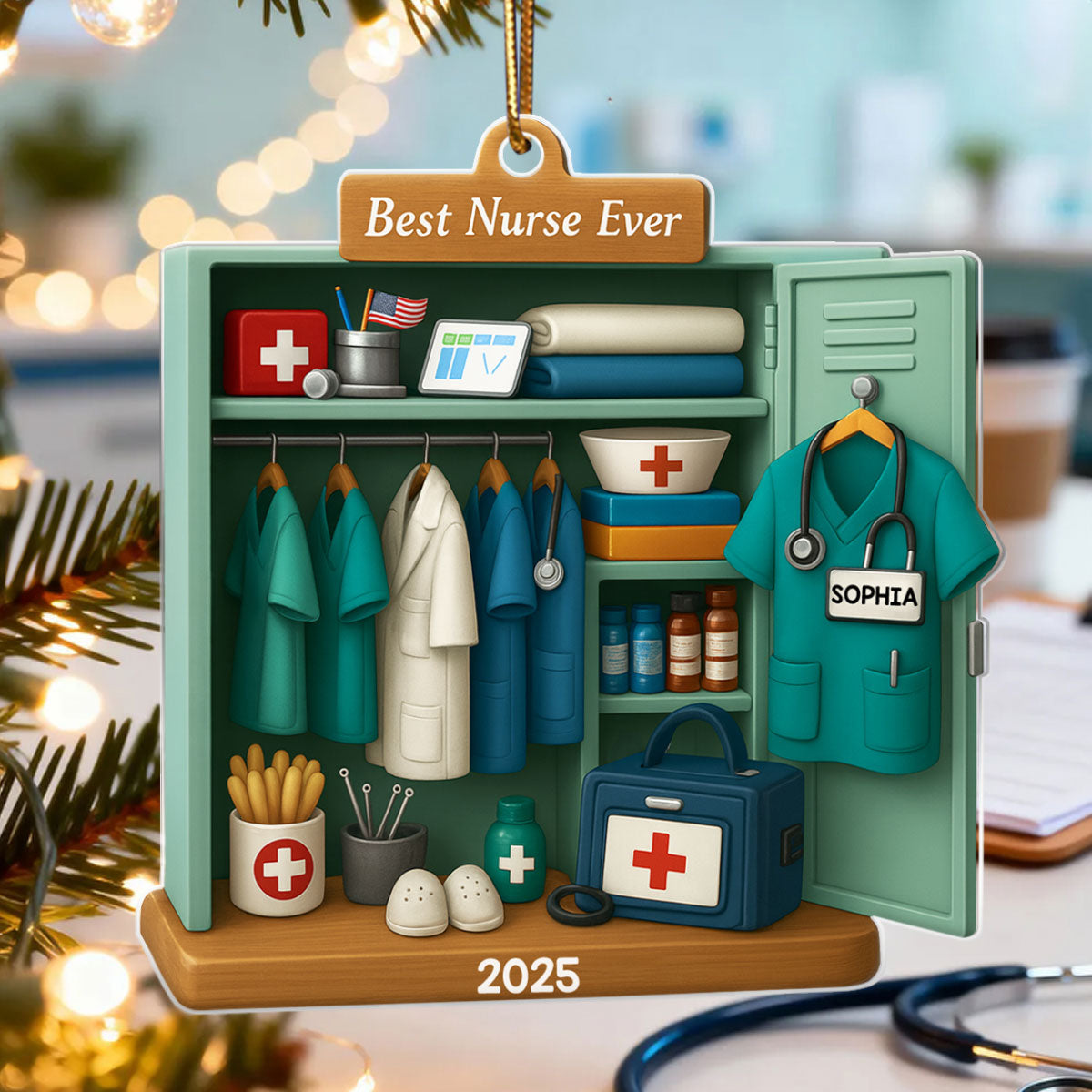 Best Nurse Ever - Personalized Acrylic Ornament - Christmas Gift for Nurse