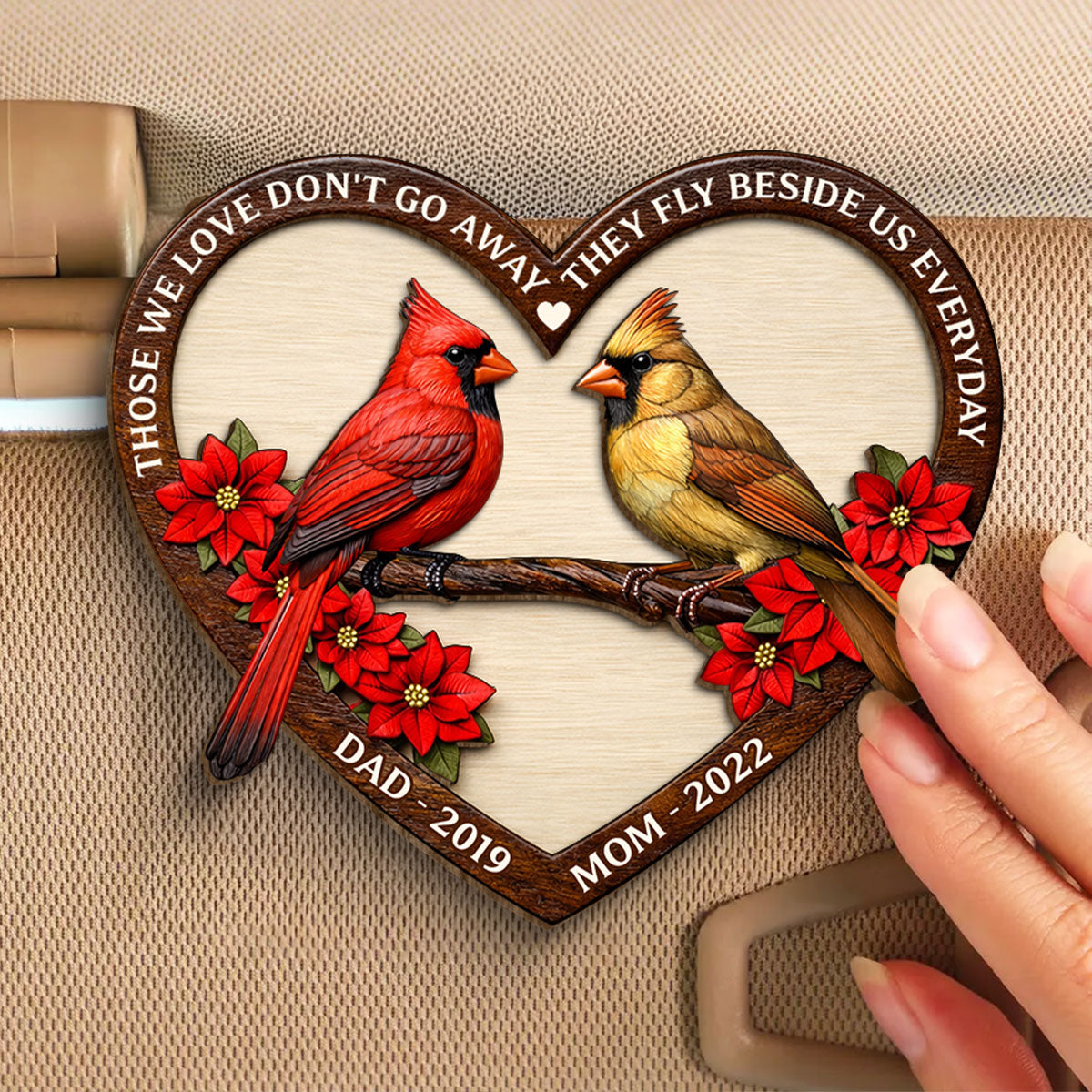 I Am Always With You Memorial Cardinal - Personalized Car Visor Clip - Heartfelt Remembrance Keepsake for Loved Ones