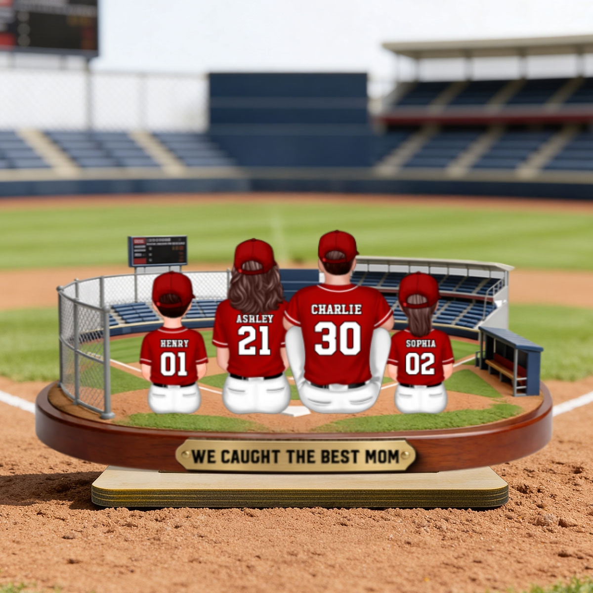 Baseball Family Daddy's Mommy's Dream Team - Personalized 2-Layered Wooden Plaque -  Gift For Baseball Dad, Mom