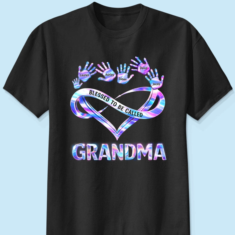 Blessed to be Called Grandma Mom with Kids' Handprint - Personalized Shirt - Sentimental Gift for Grandma, Mom