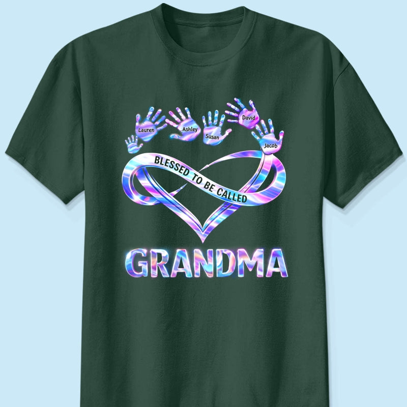 Blessed to be Called Grandma Mom with Kids' Handprint - Personalized Shirt - Sentimental Gift for Grandma, Mom
