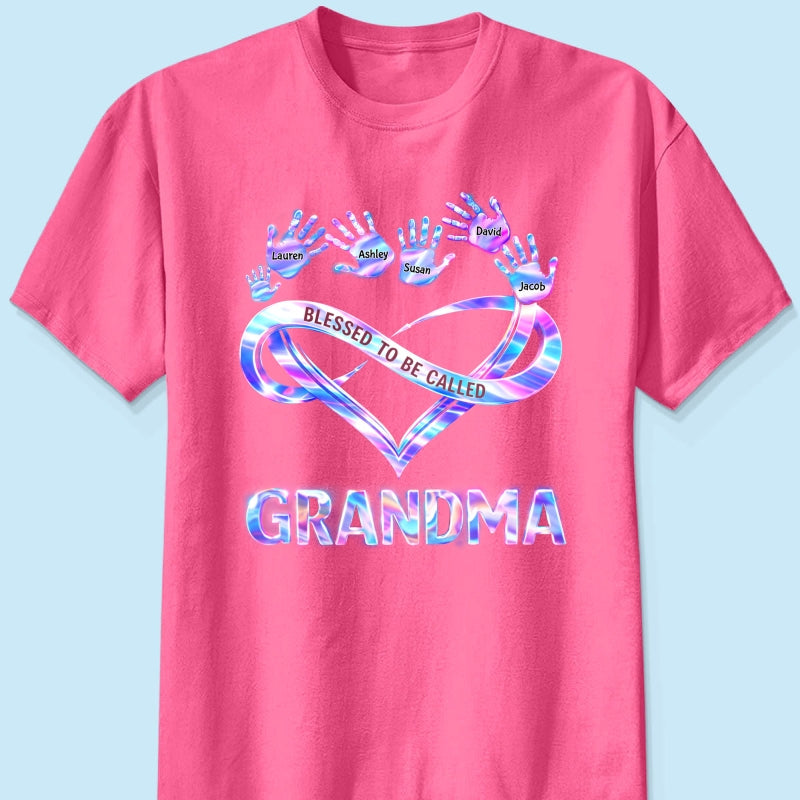 Blessed to be Called Grandma Mom with Kids' Handprint - Personalized Shirt - Sentimental Gift for Grandma, Mom