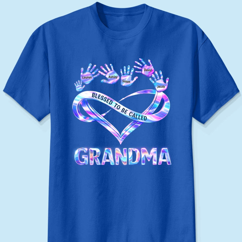 Blessed to be Called Grandma Mom with Kids' Handprint - Personalized Shirt - Sentimental Gift for Grandma, Mom
