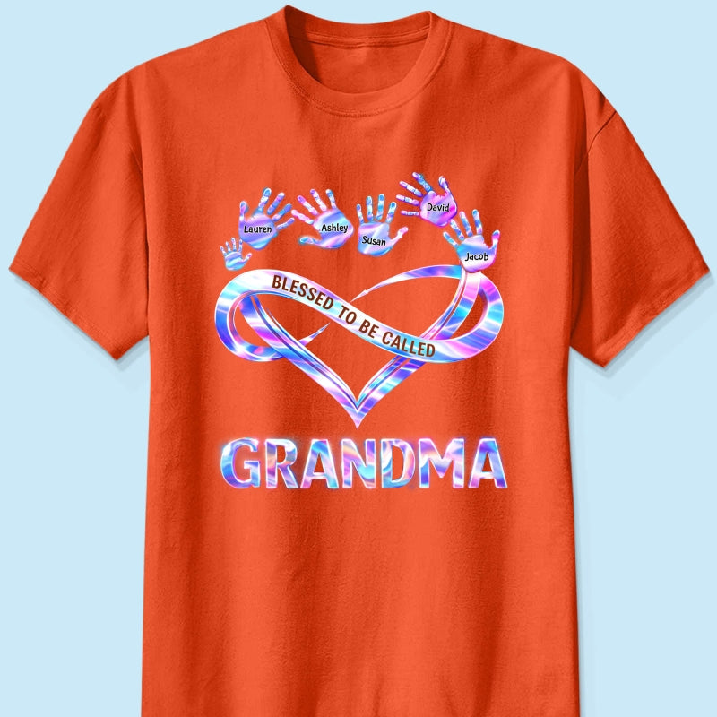 Blessed to be Called Grandma Mom with Kids' Handprint - Personalized Shirt - Sentimental Gift for Grandma, Mom