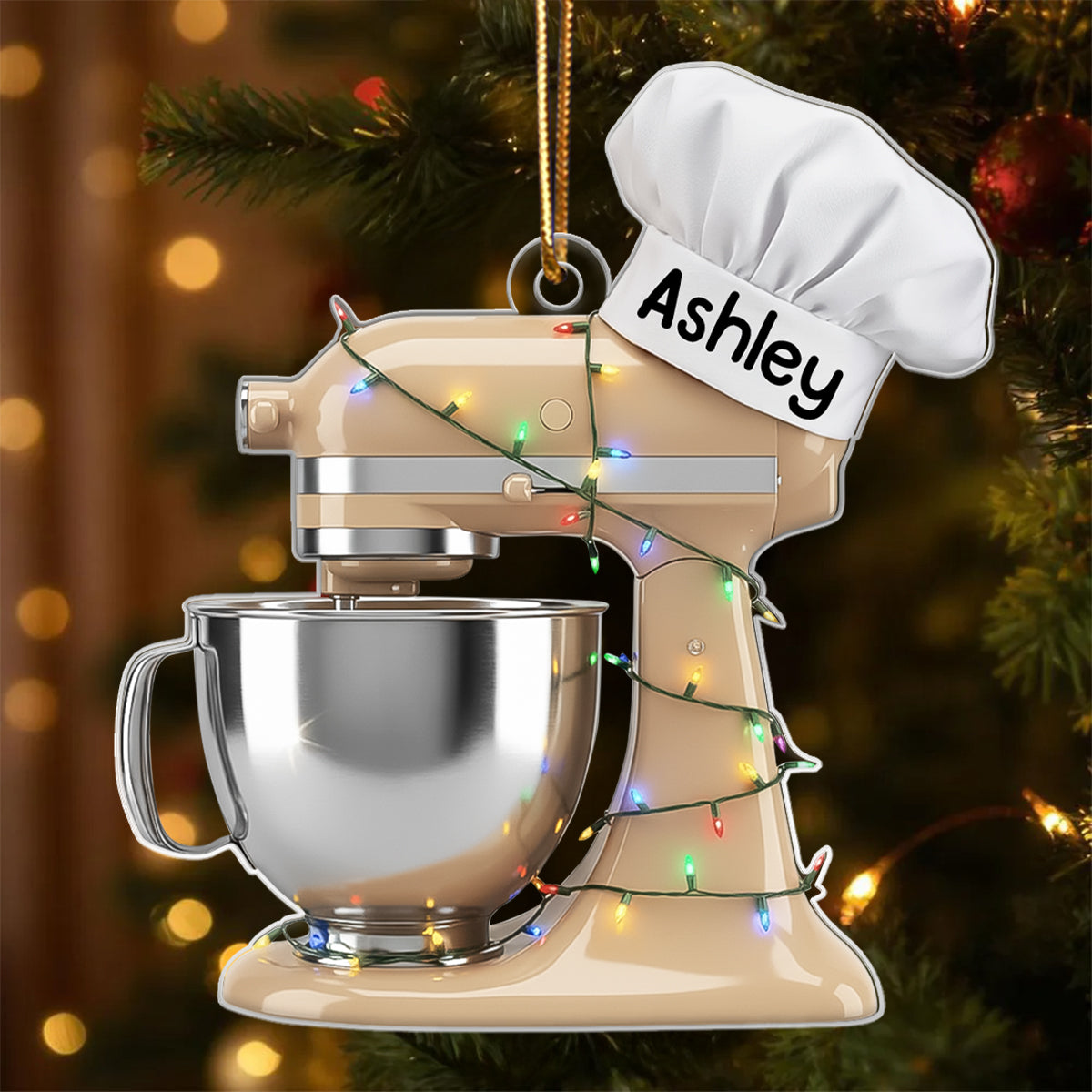Baking Mixer Lights Christmas - Personalized Acrylic Ornament - Christmas Gift for Bakers