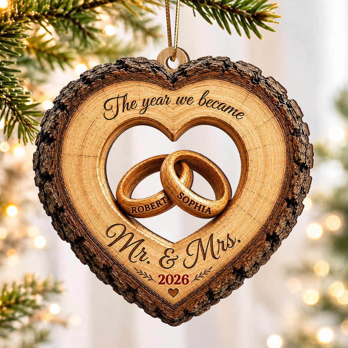 Together Forever Couple Anniversary 2D Flat - Personalized Wooden Ornament - Heartfelt Gift for Her, for Him