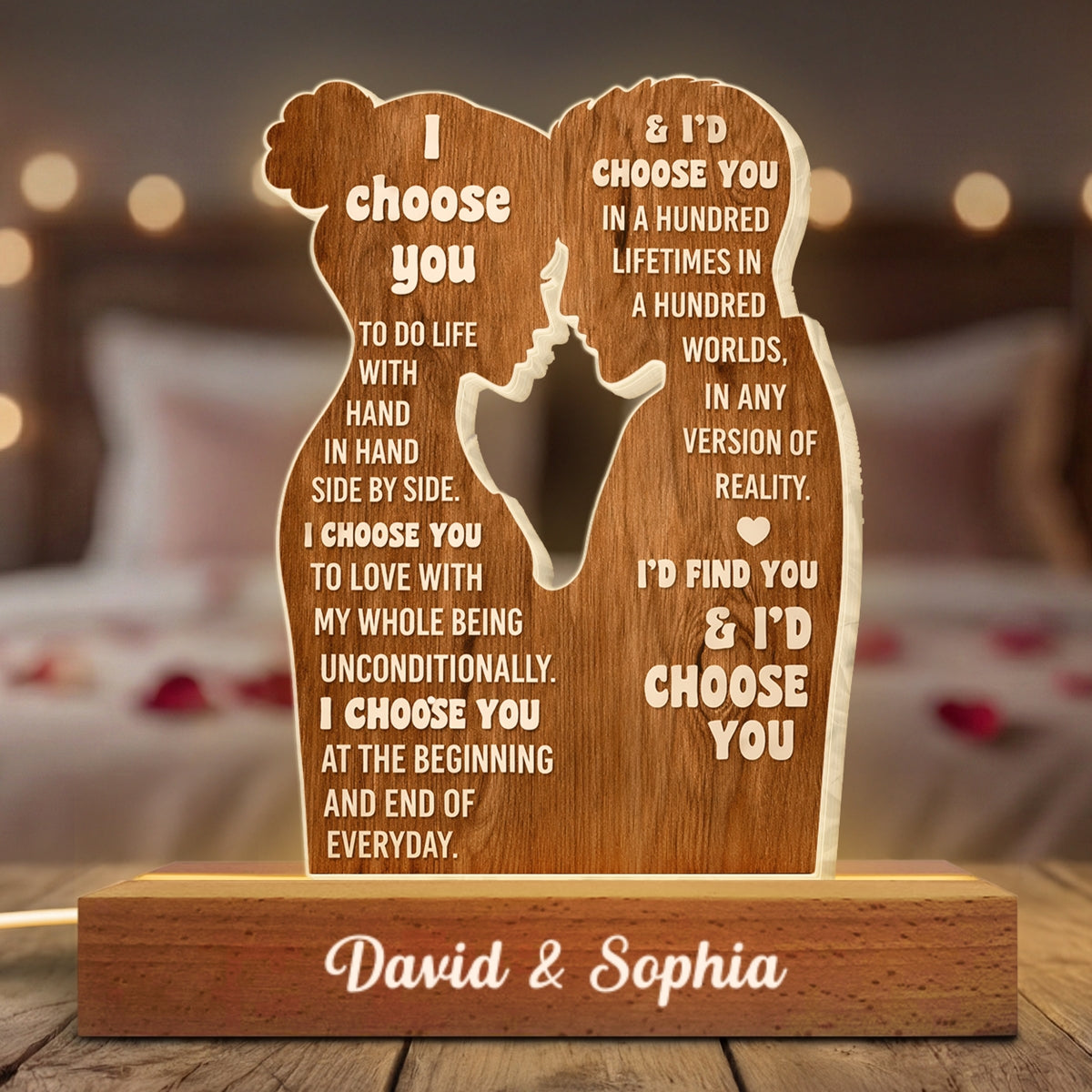 I Choose You to Do Life with - Personalized Acrylic Block LED Night Light - Sentimental Wedding Anniversary Gift, Valentine's Day Gift for Him, for Her