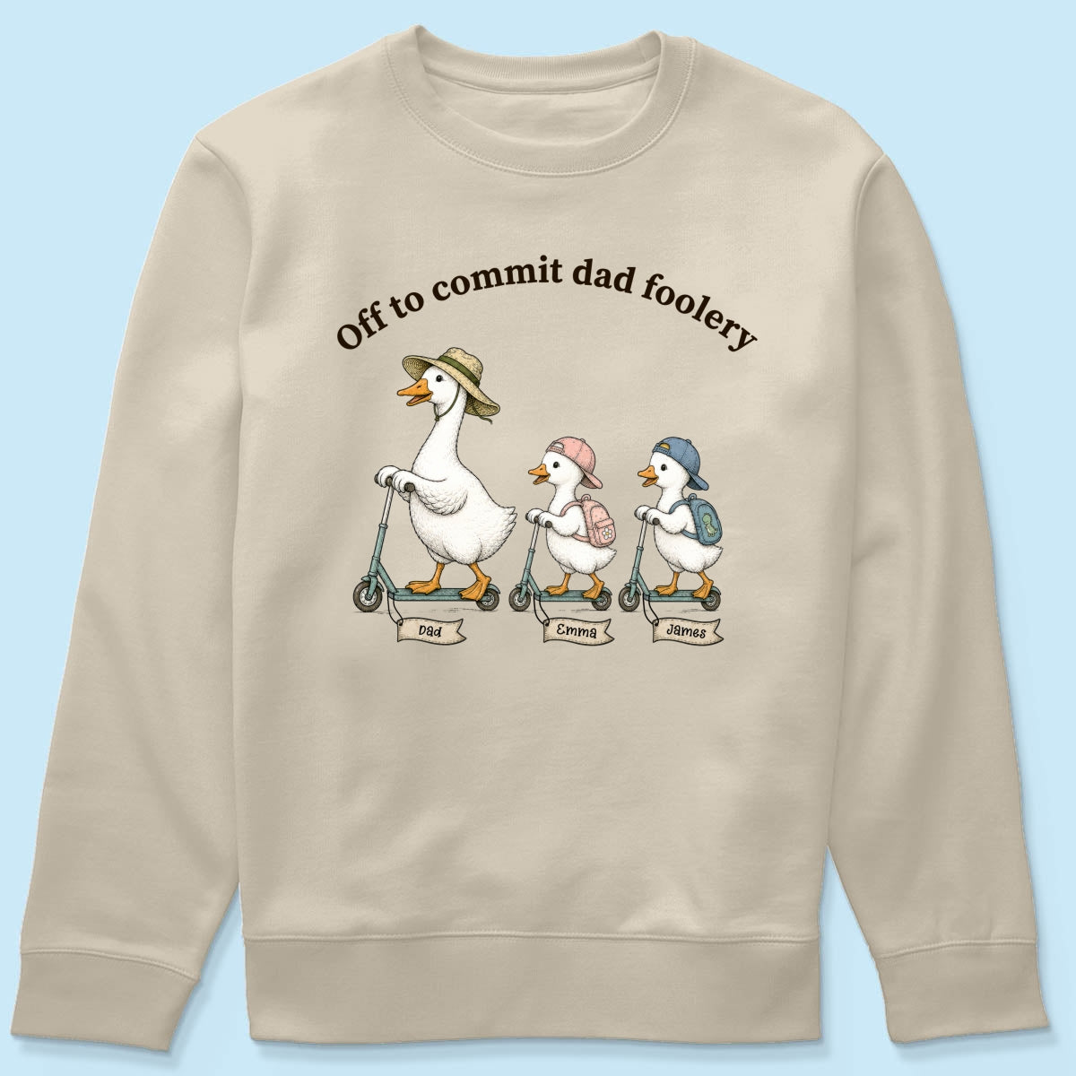 Off To Commit Dad Foolery Silly Goose Dad & Kids - Personalized Shirt - Funny Father's Day Shirt For Husband