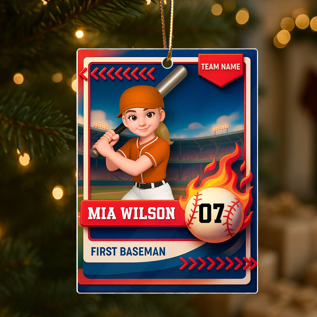 Baseball Trading Card - Personalized Acrylic Ornament - Christmas Gift for Son, Daughter, Grandkid