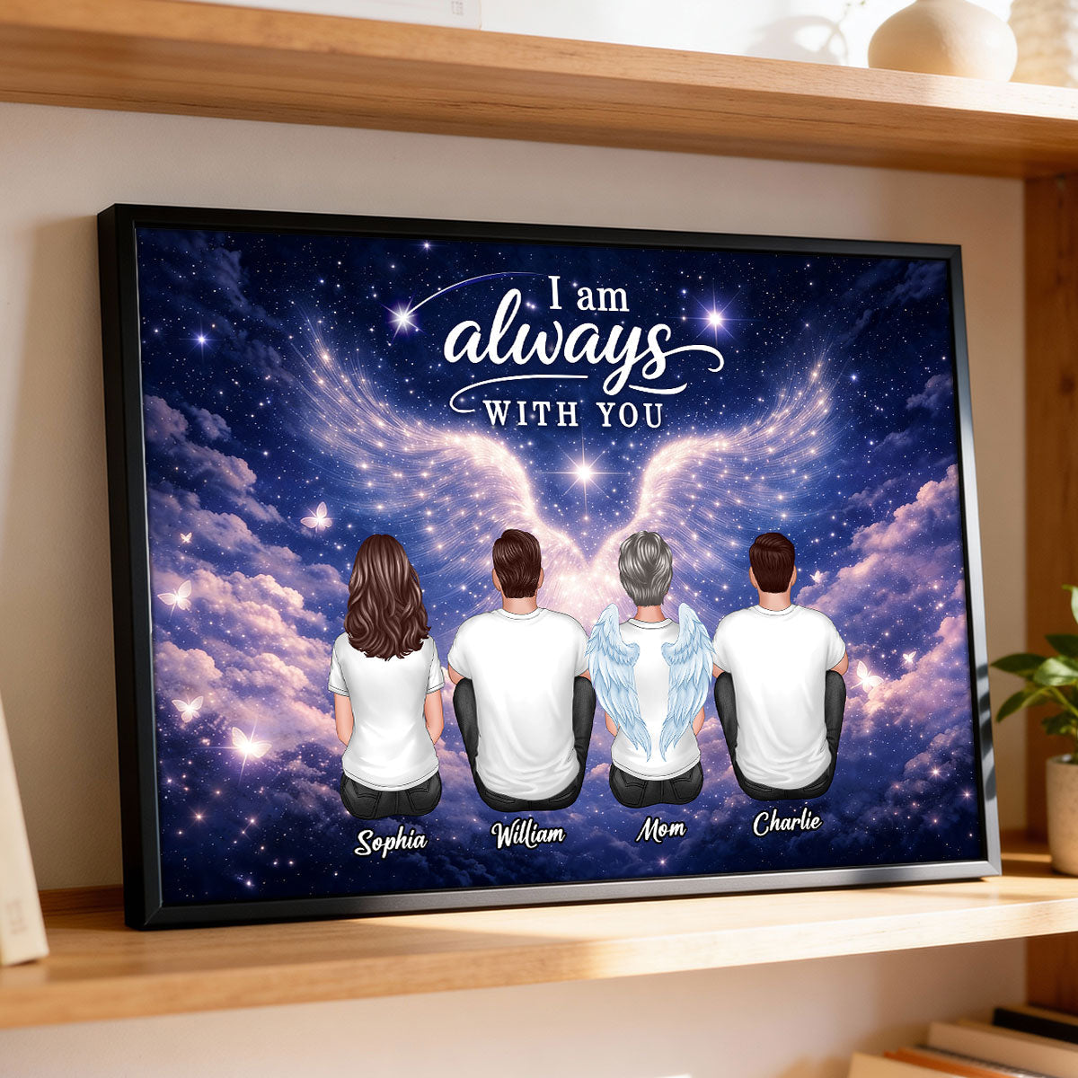 Starry Night Angel Wings Family Memorial Always With You - Personalized Poster - Gift For Memorial, Sympathy Gift, Remembrance Gift