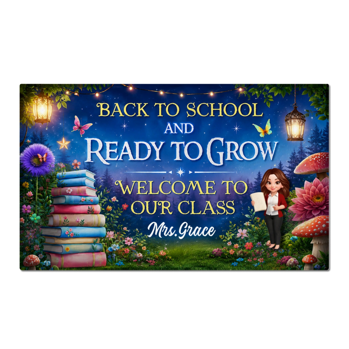 Back To School And Ready To Grow - Personalized Doormat - Back To School Gift For Teacher, Classroom Decor