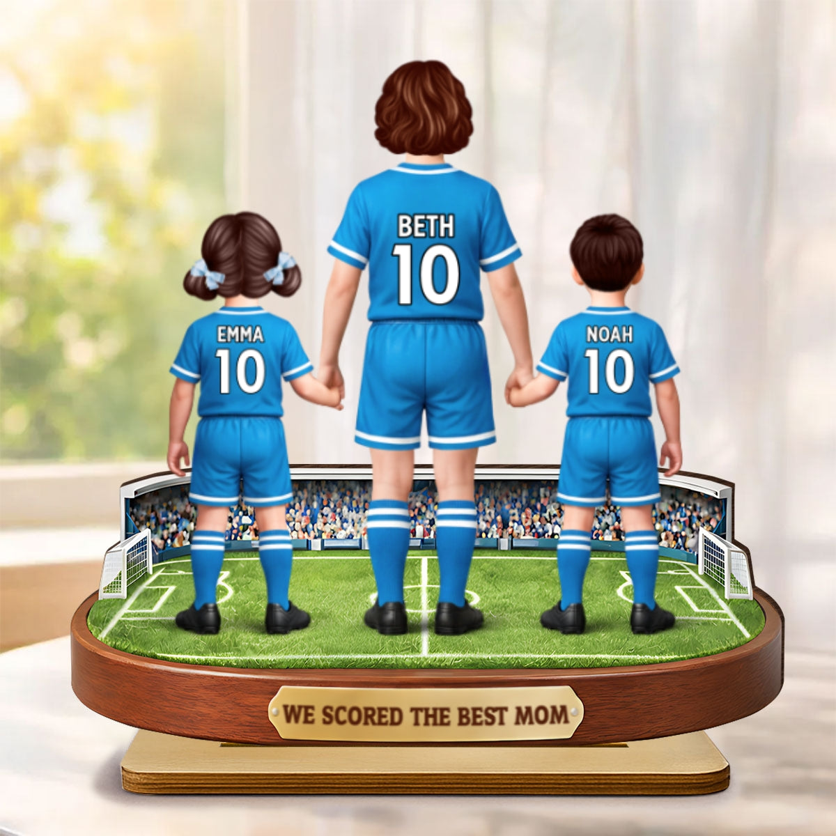We Scored The Best Mom Soccer Mom Kids - Personalized 2-Layered Wooden Plaque - Mother's Day Gift For Soccer Mom, Gift For Wife