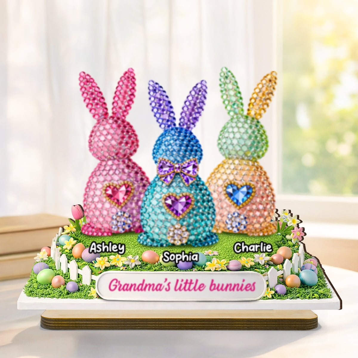 Grandma's Little Bunnies Easter - Personalized 2-Layered Wooden Plaque - Sentimental Gift for Grandma