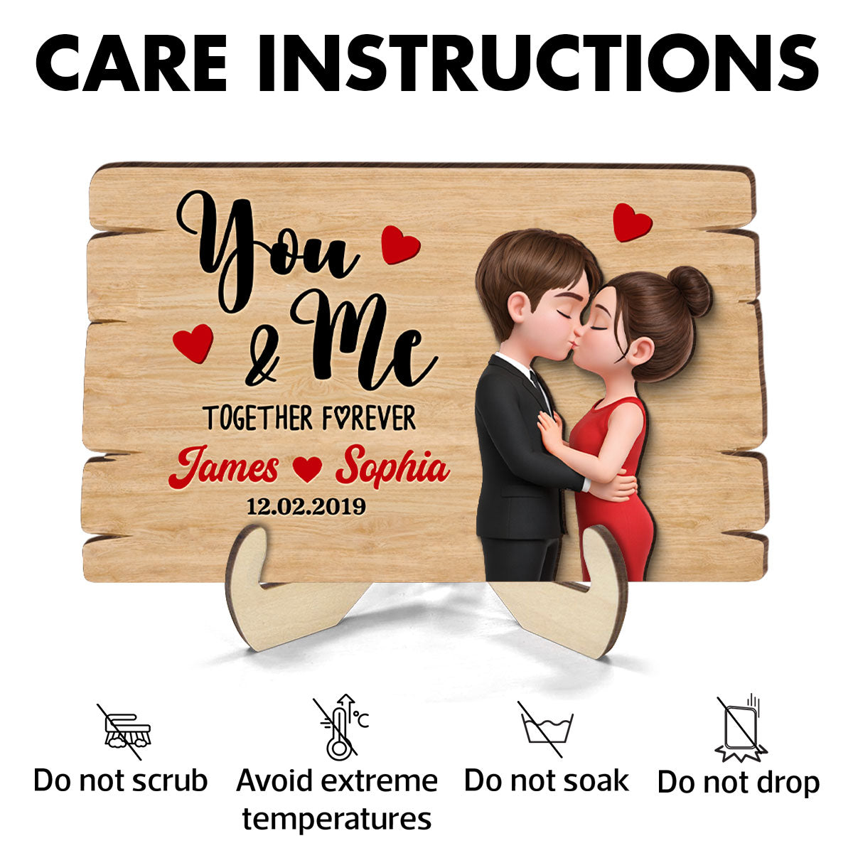 You & Me Together Forever - Personalized 2-Layered Wooden Plaque - Anniversary, Valentine's Day Gift, Gift For Him, Gift For Her