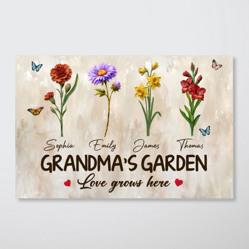 Endless Love Grandma's Garden Birth Month Flowers - Personalized Poster - Mother's Day Gift For Grandma, Mom