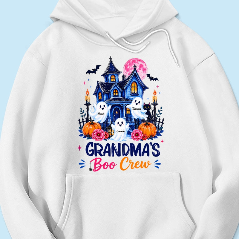 Grandma's Boo Crew Trendy Haunted House - Personalized Shirt - Halloween Shirt for Grandma