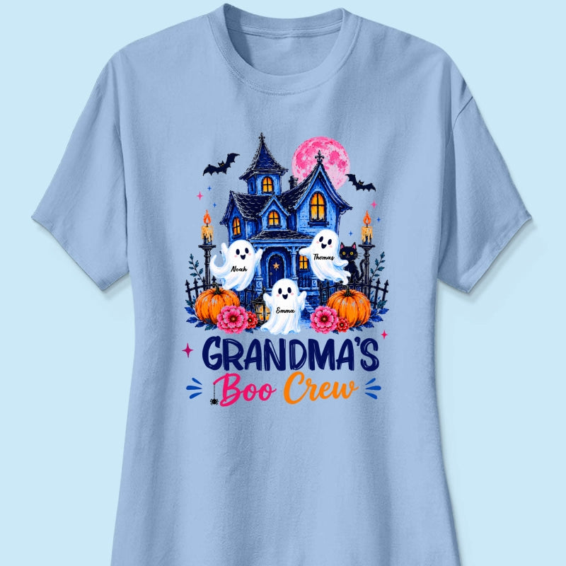 Grandma's Boo Crew Trendy Haunted House - Personalized Shirt - Halloween Shirt for Grandma