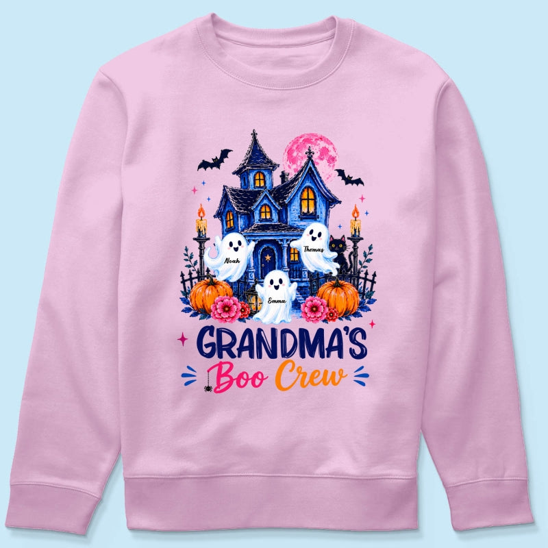 Grandma's Boo Crew Trendy Haunted House - Personalized Shirt - Halloween Shirt for Grandma