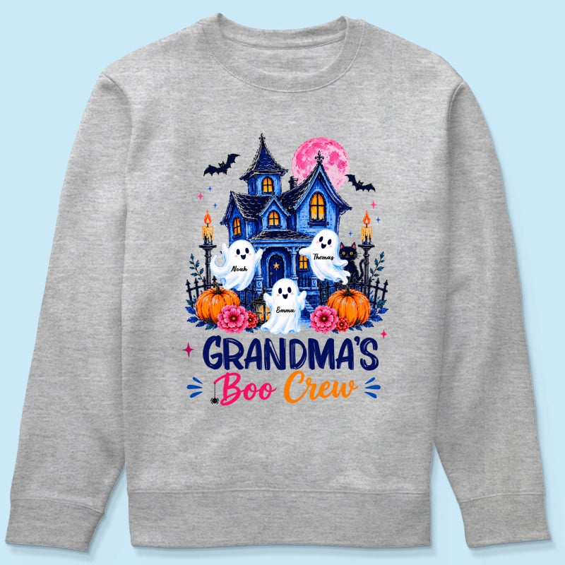 Grandma's Boo Crew Trendy Haunted House - Personalized Shirt - Halloween Shirt for Grandma